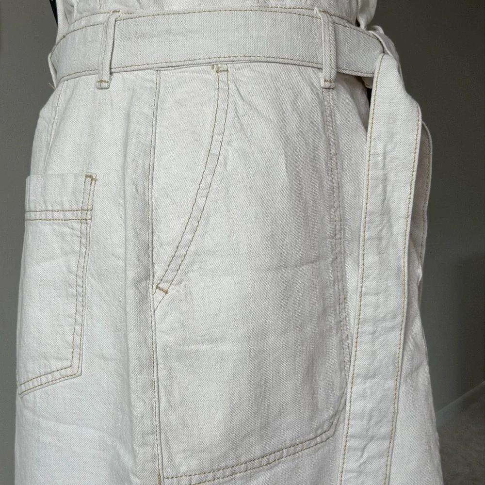 Free People Splendor In The Grass Light Oatmeal Paper - Bag Waist Mini Skirt-6/S